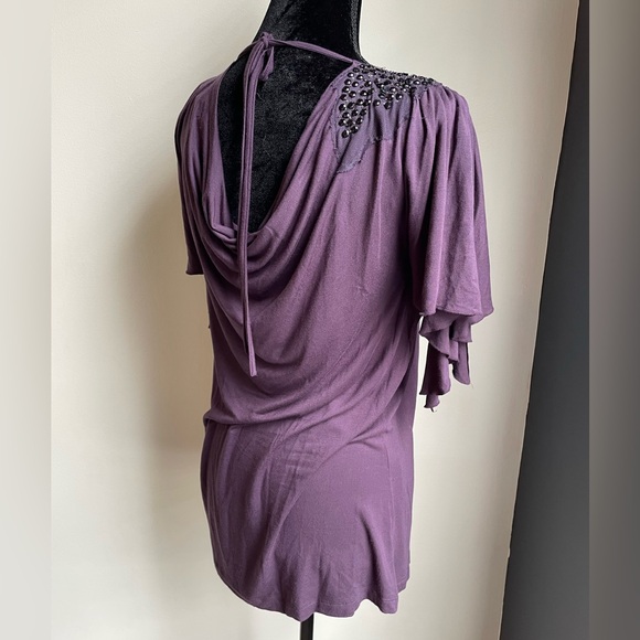 Cache Elegant Purple Top with Beaded Detail - Picture 4 of 6